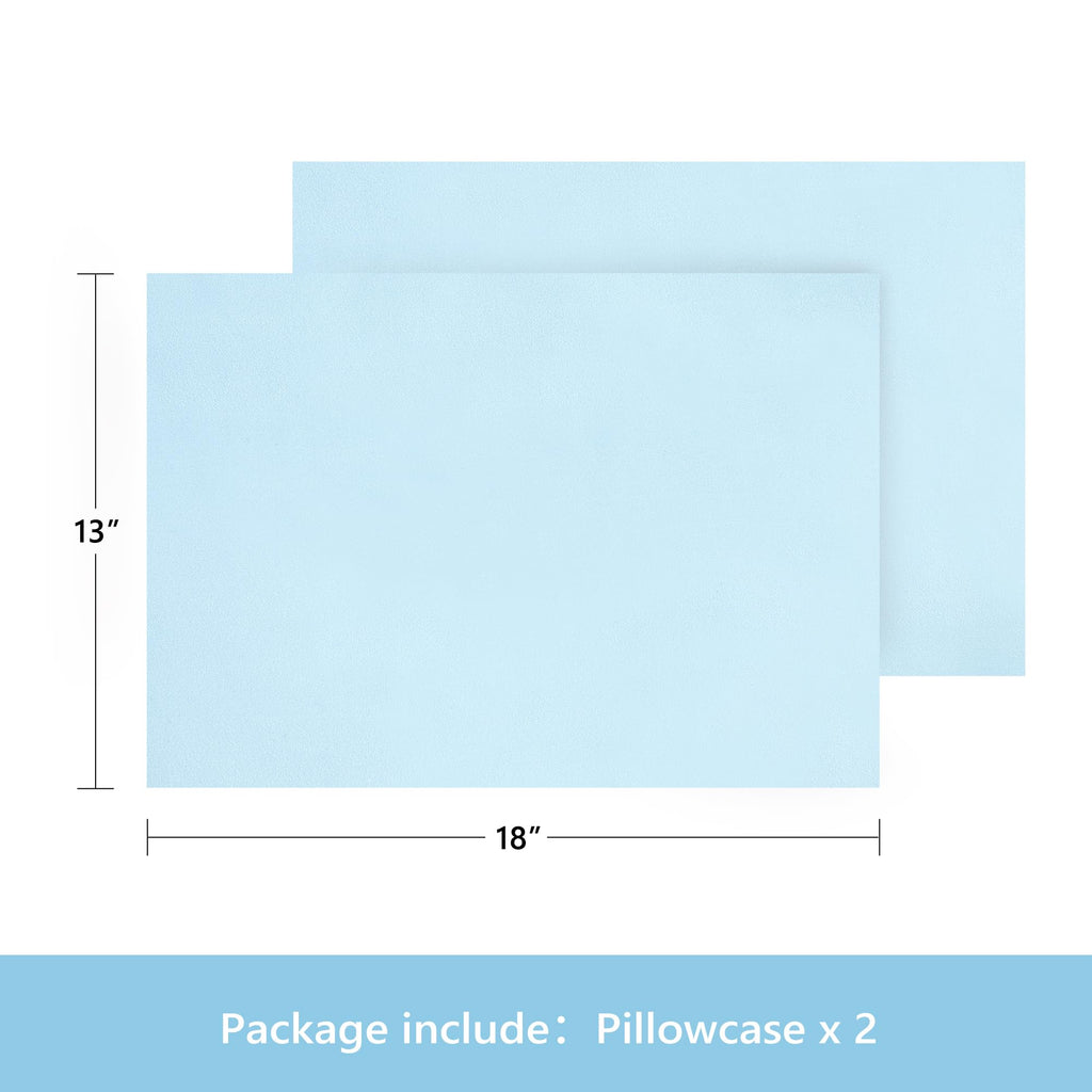 TILLYOU Toddler Pillowcase 2 Pack with Envelope Closure,13" x 18" Silky Soft Microfiber Travel Kids Pillowcase for Boys and Girls,Aqua Blue