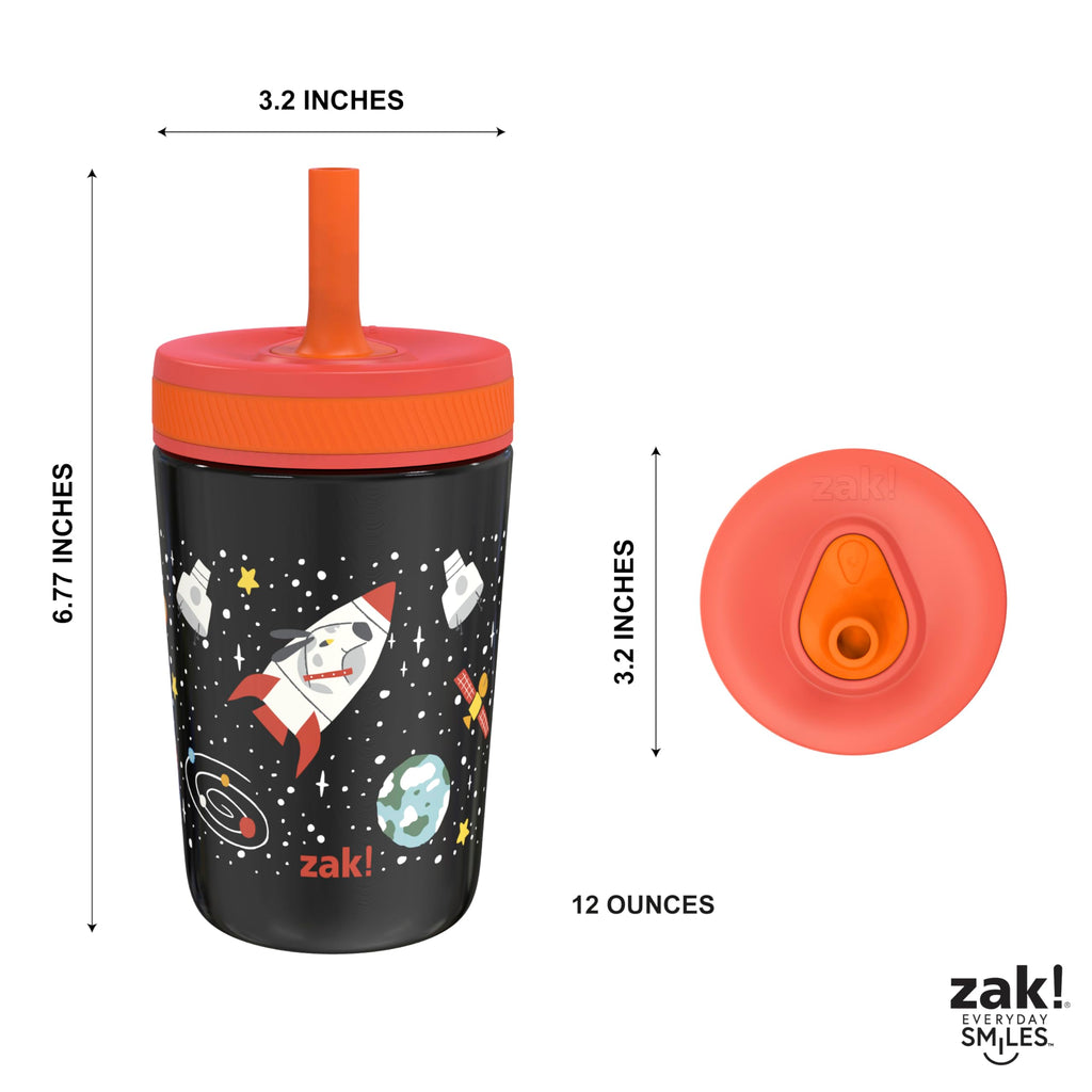 Zak Designs Spaceships Kelso 12oz Stainless Steel Leak-Proof Toddler Cup