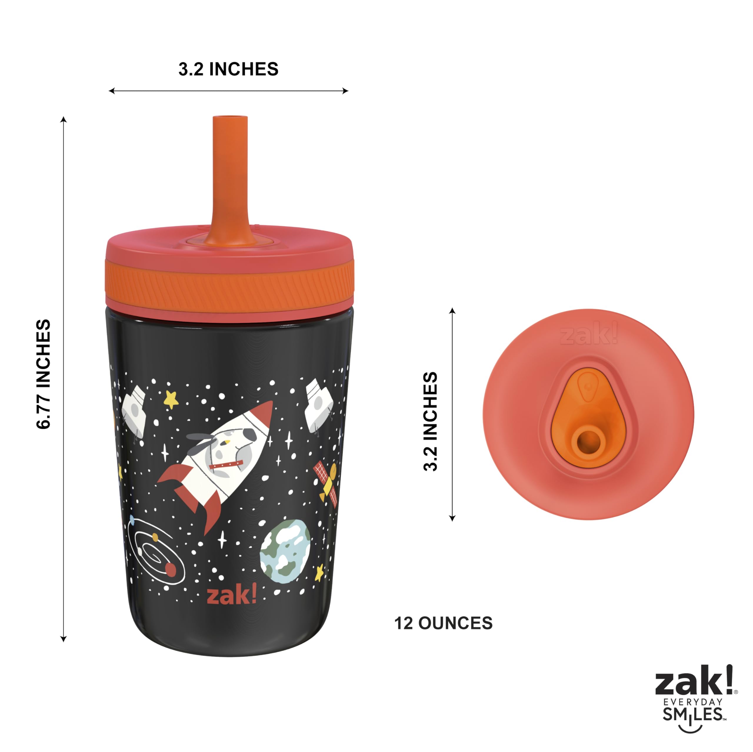 Zak Designs Spaceships Kelso 12oz Stainless Steel Leak-Proof Toddler Cup