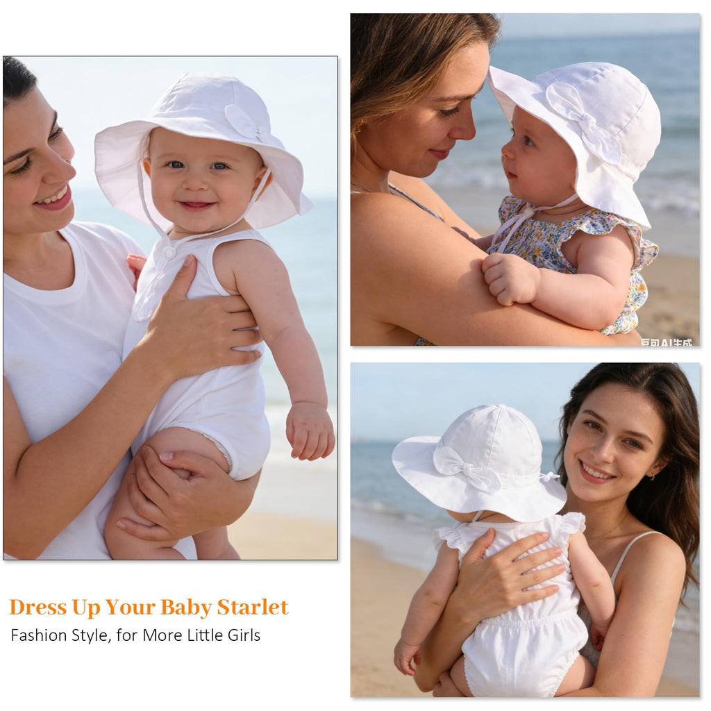 Baby Girl Sun Hat Kids Summer Beach Wide Brim Hats Toddler Bucket Hat 6-24M