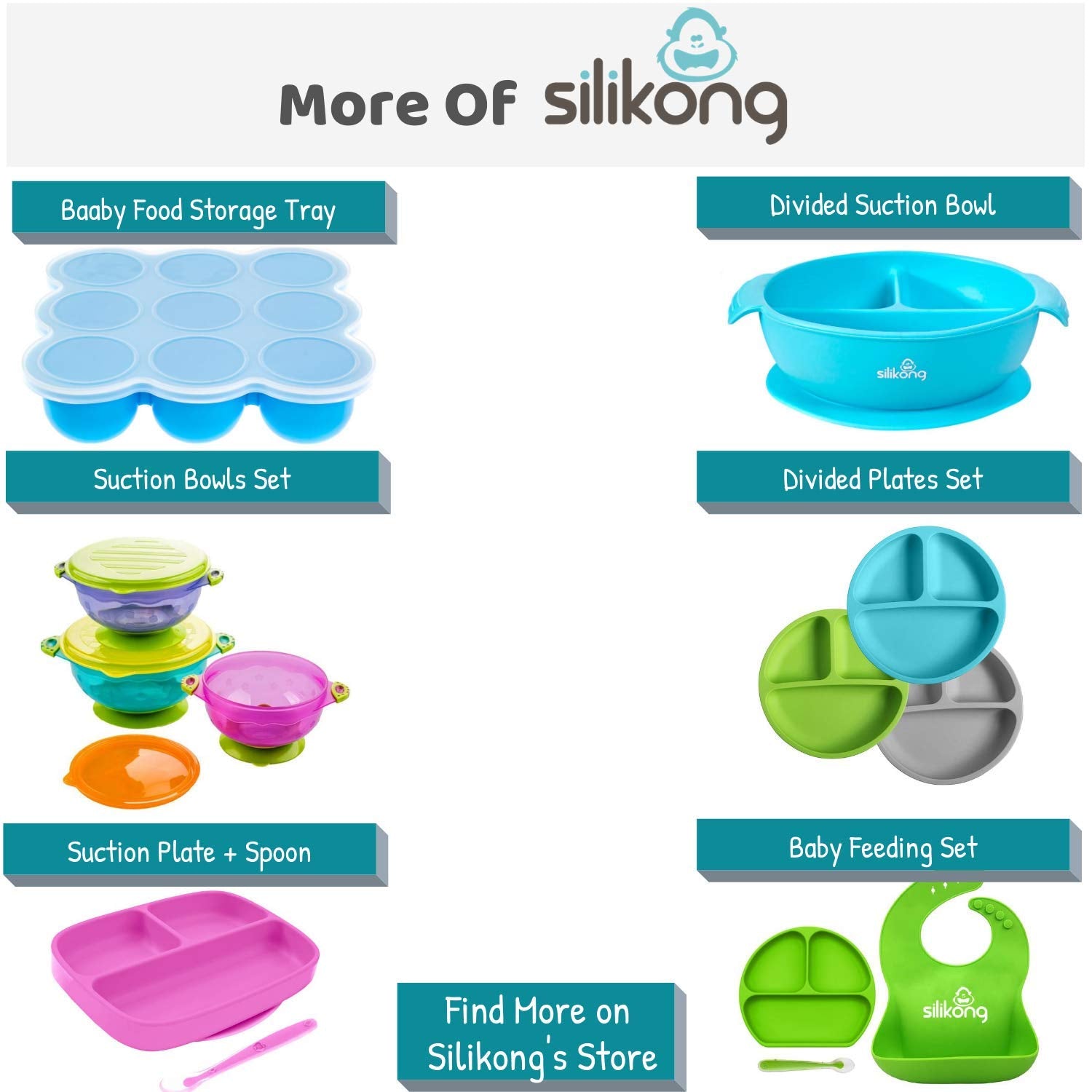 Silikong Suction Plate for Toddlers | BPA Free, 100% Food-Grade Silicone | Microwave, Dishwasher and Oven Safe | Stay Put Divided Baby Feeding Plates