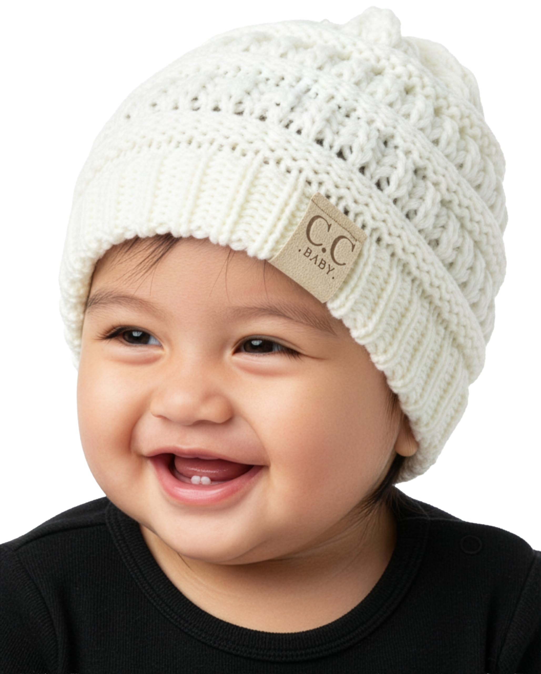 Funky Junque Baby Winter Hat – Cute Newborn Beanie, Infant Girl Hats 0–12 Months, Soft Knit Baby Beanies for Boys & Girls, Cozy Warm Stocking Stuffer Gift: Ivory