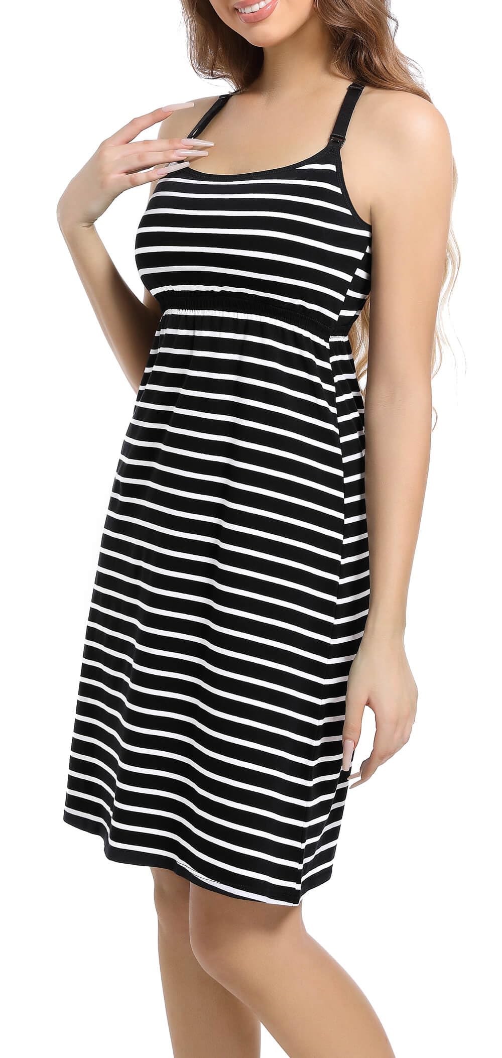 SUIEK 3-Pack Nursing Nightgown Maternity Tank Tops Breastfeeding Sleepshirt