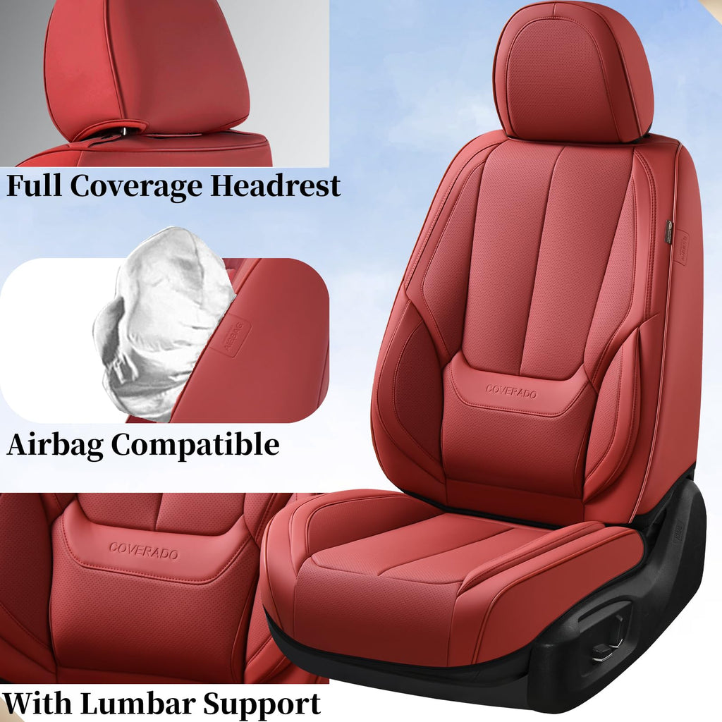 Coverado Car Seat Covers, Seat Covers for Cars, Waterproof Leather Auto Seat Protectors, Leather Car Seat Cushion, Car Interiors Accessories Universal Fit for Most Cars
