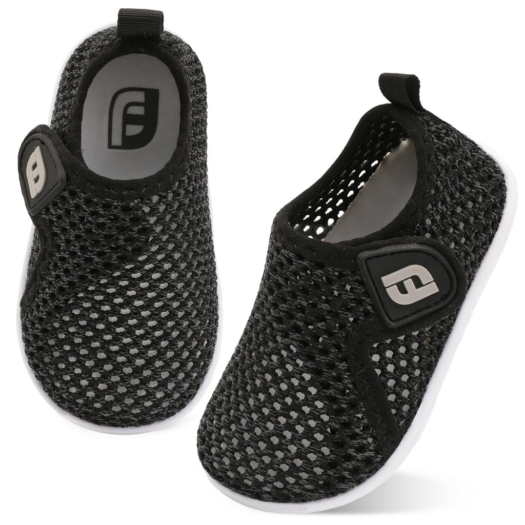 Baby Girls Boys Water Shoes Swim Barefoot Shoes Sandals Water Sports Aqua Socks Sneakers for Beach Mesh BlackGrey 12-18 Months Infant