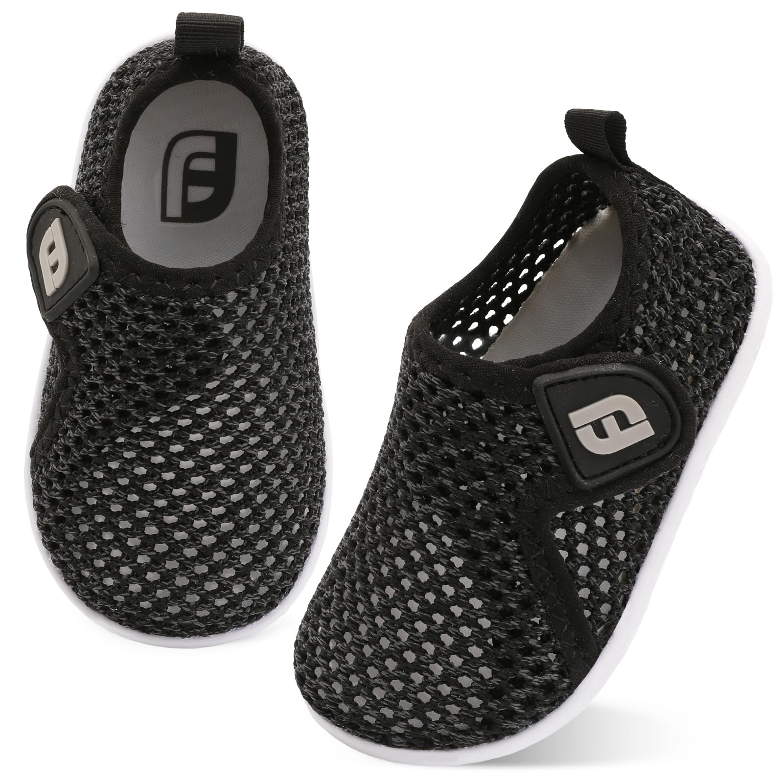 Baby Girls Boys Water Shoes Swim Barefoot Shoes Sandals Water Sports Aqua Socks Sneakers for Beach Mesh BlackGrey 12-18 Months Infant