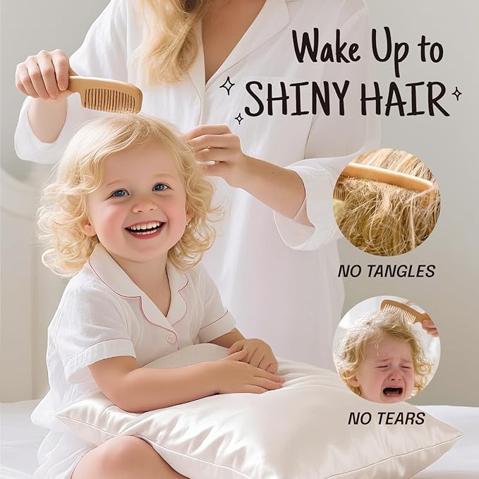 OLESILK 100% Mulberry Silk Toddler Pillowcase for Hair and Skin, Both Sides 19 Momme Pure Natural Silk Travel Pillow Cases with Hidden Zipper, 13"x 18", Black