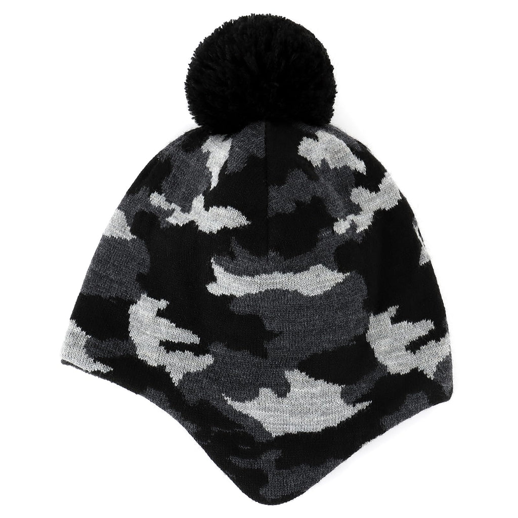 Duoyeree Kids Beanie Dinosaur Pom Pom Knit Winter Hat Fleece Lined for 1-7T