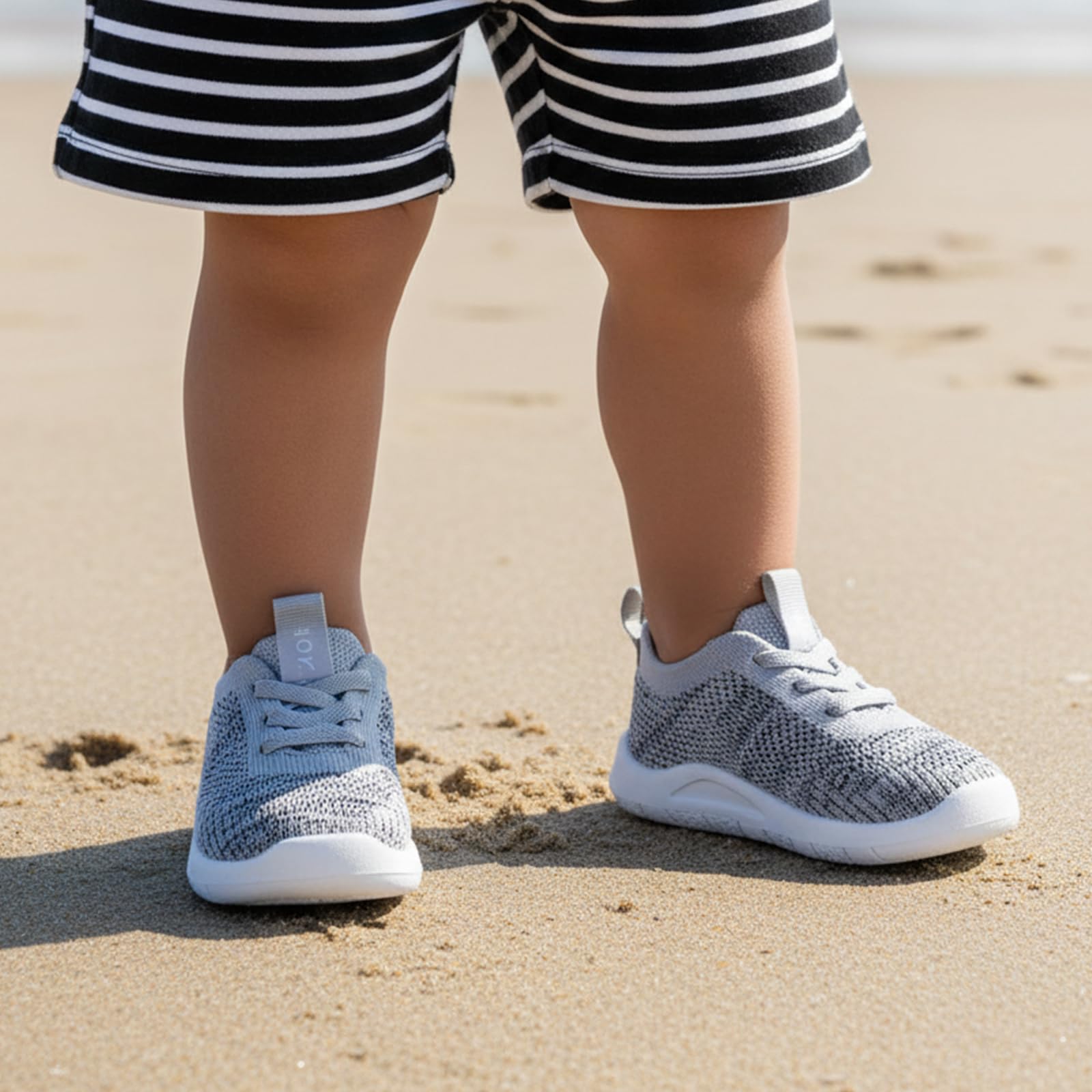 MORENDL Toddler Shoes Baby Walking Sock Shoes Infant Sneakers Boy Girl Barefoot Tennis Shoe Non-Slip Brethable Mix Dark Grey 18-24 Months