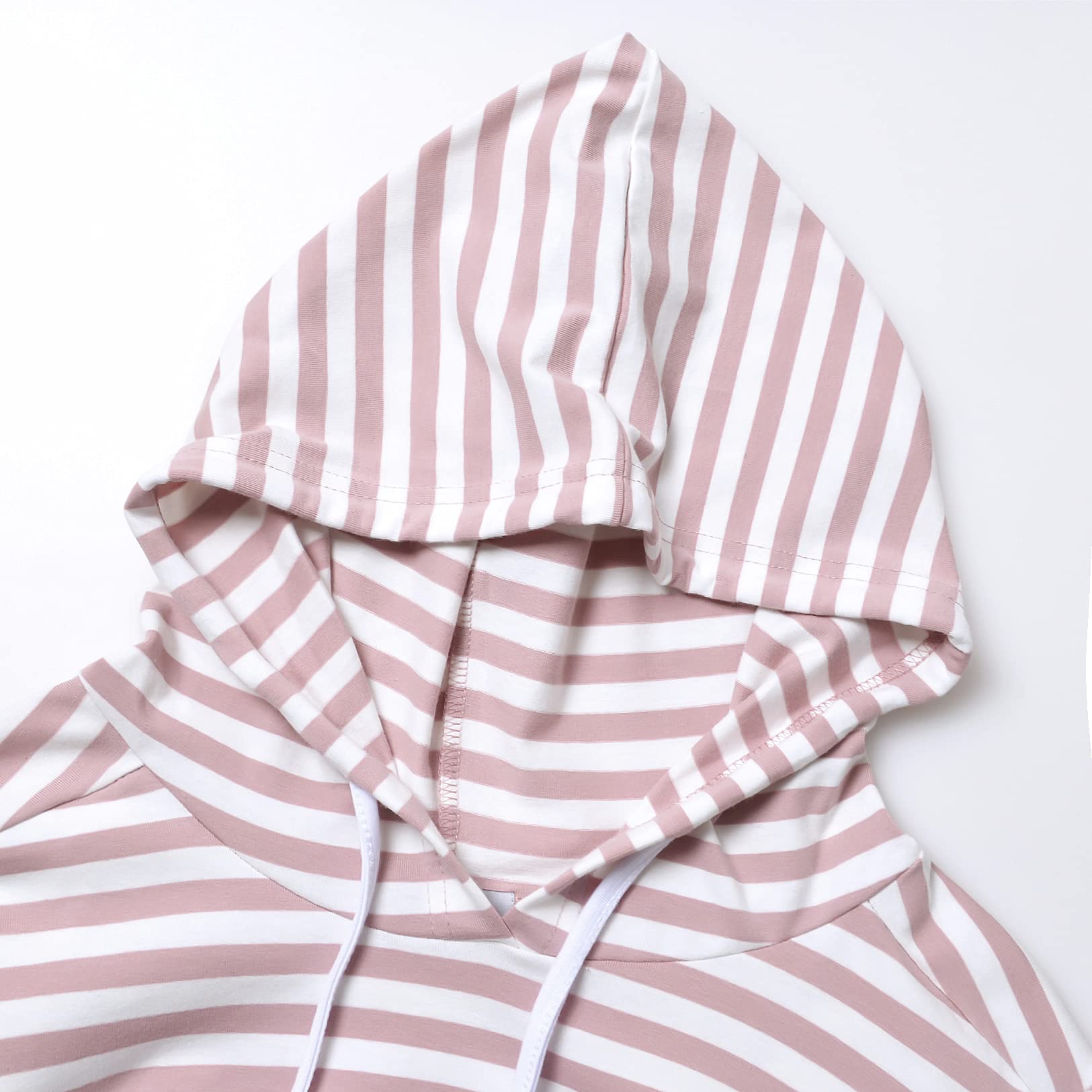 GINKANA Women's Maternity Sweatshirt Long Sleeves Breastfeeding Hoodies Stripes for Pregnant Women,Pink with White Stripes,M