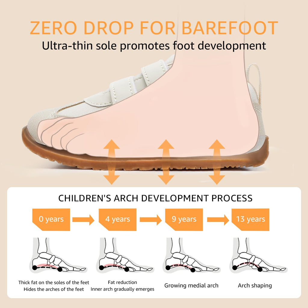 STQ KIDS Baby Wide Toe Box Shoes Lightweight First Walker Sneakers Beige 3