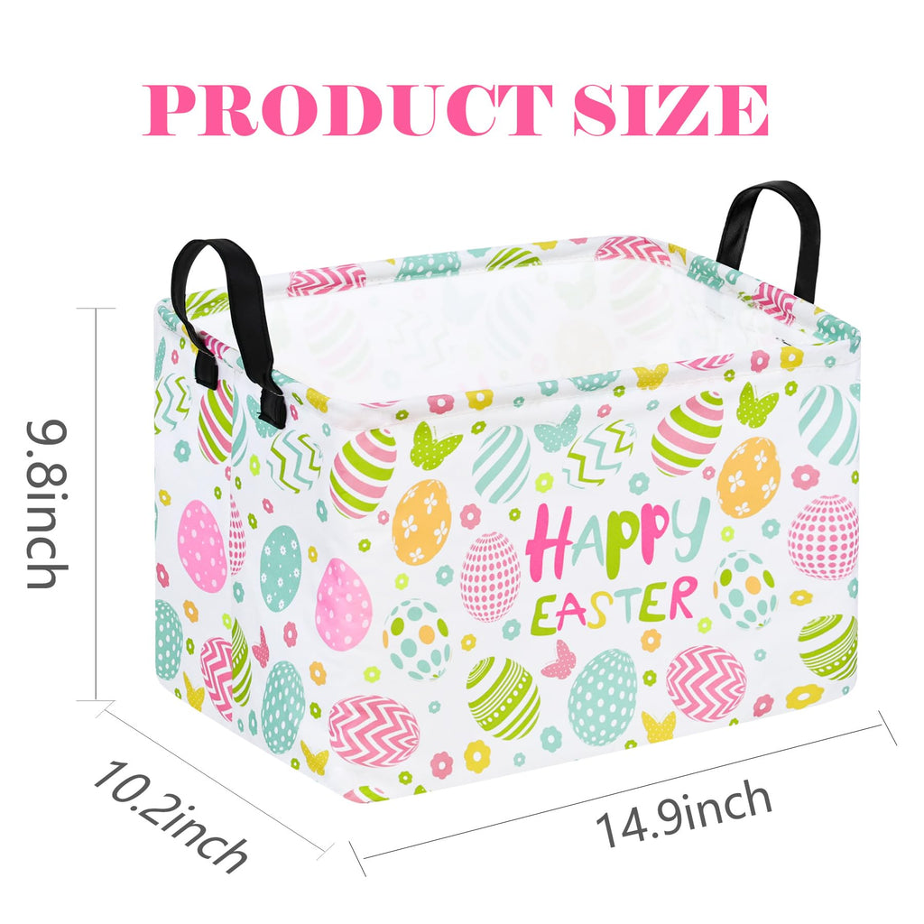 DUYIY Rectangle Gift Storage Basket Home Shelf Storage Basket Organizer Box Clothes Laundry Hamper Nursery Basket Laundry Basket with Handles (easter egg)