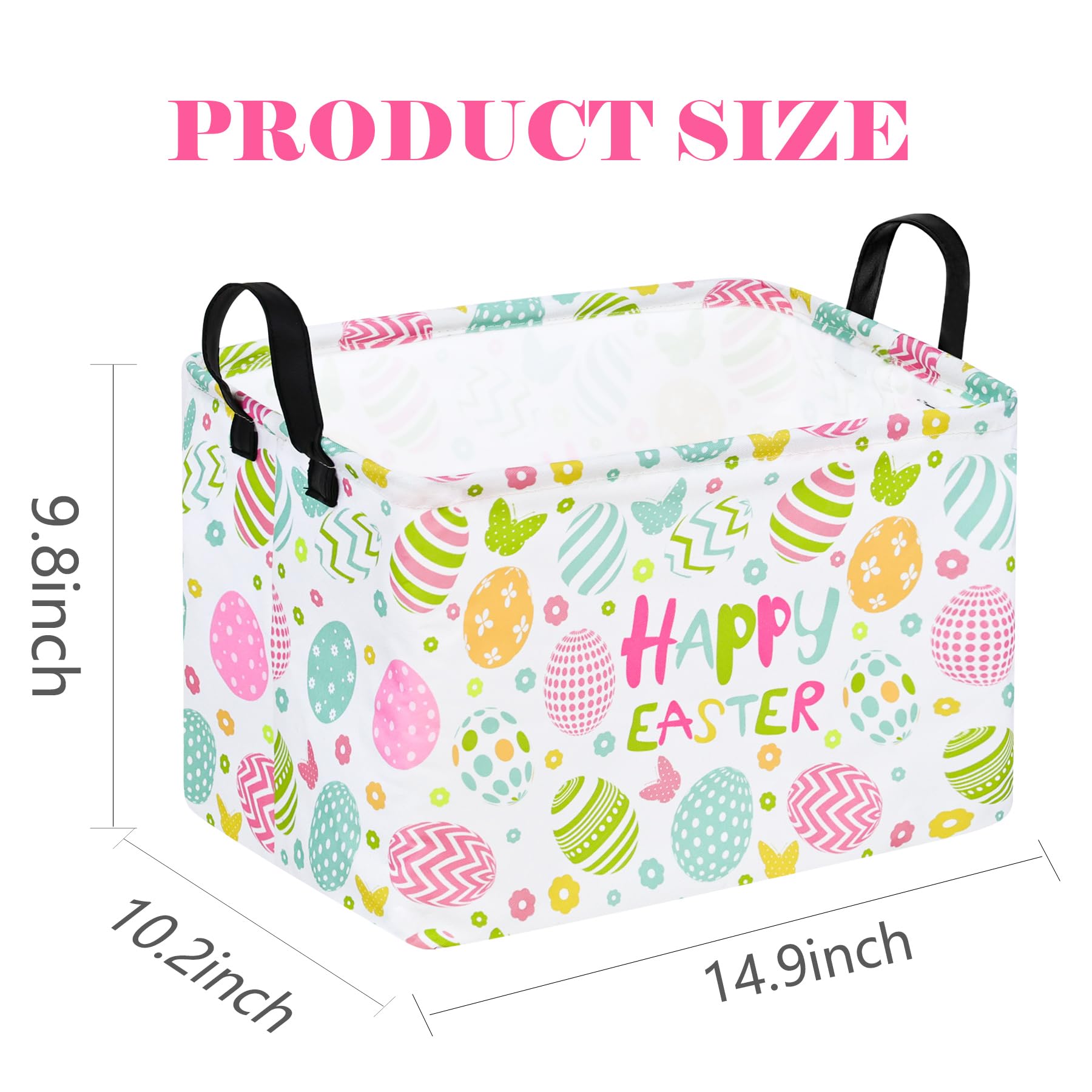 DUYIY Rectangle Gift Storage Basket Home Shelf Storage Basket Organizer Box Clothes Laundry Hamper Nursery Basket Laundry Basket with Handles (easter egg)