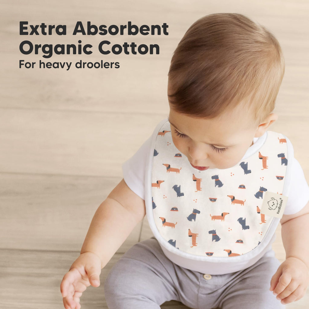 KeaBabies 8-Pack Organic Baby Bibs for Drooling and Teething (Pets & Paws)