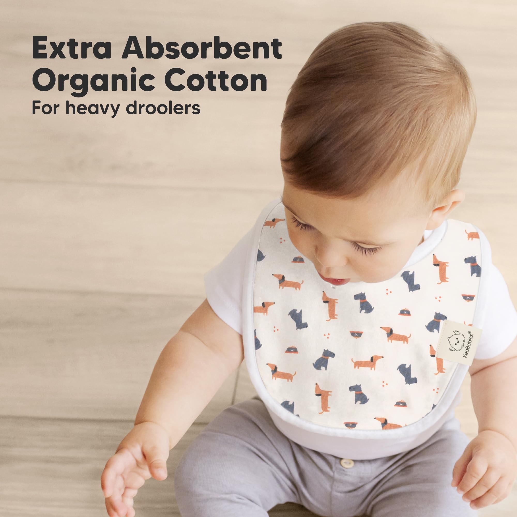 KeaBabies 8-Pack Organic Baby Bibs for Drooling and Teething (Pets & Paws)