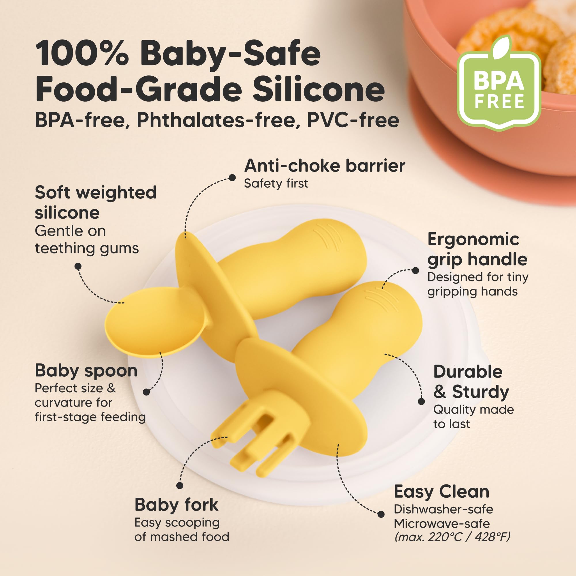 KeaBabies 4-Pack Silicone Baby Spoons and Forks Set BPA-Free (Valiant)