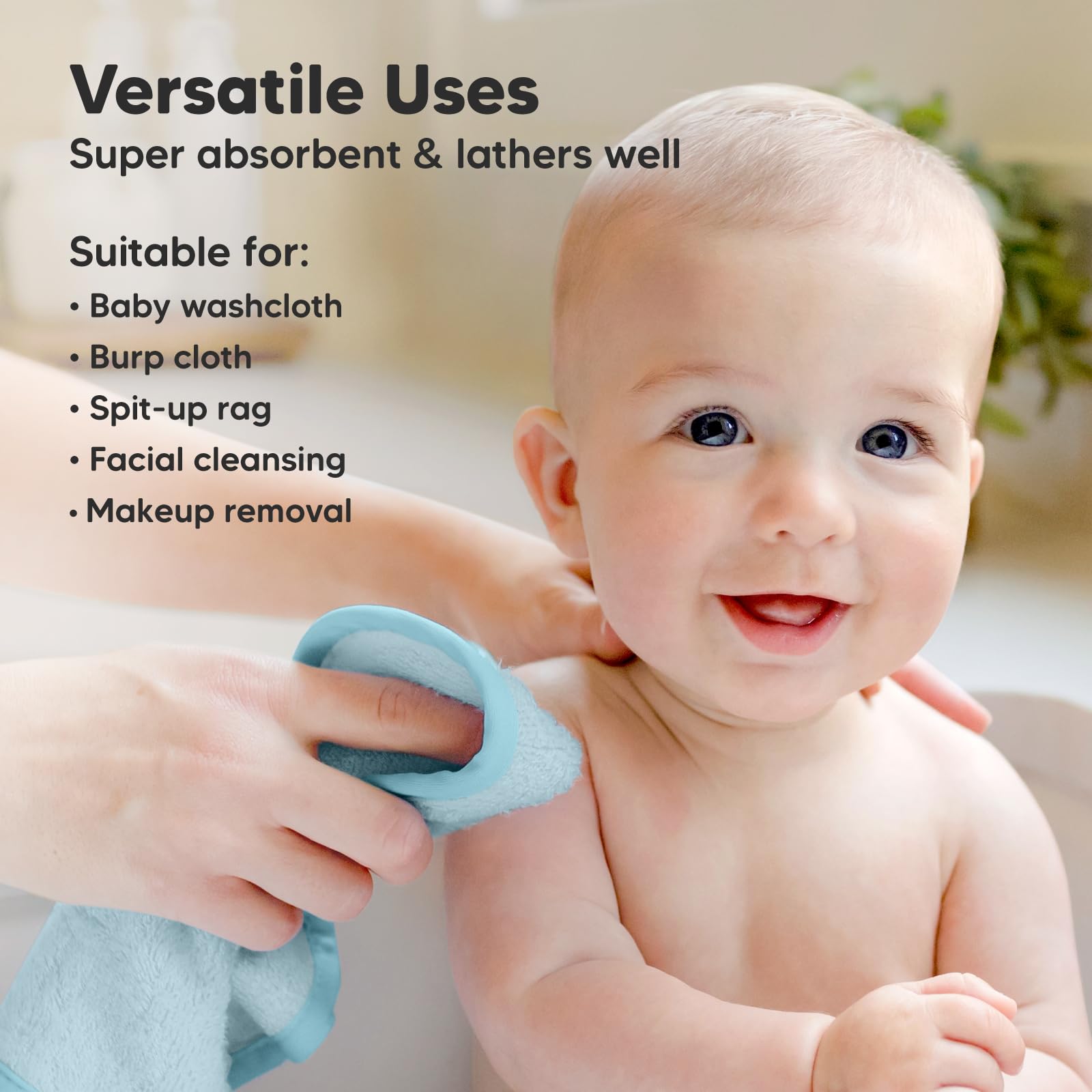 6-Pack Baby Washcloths, Soft Absorbent Washcloths for Face, Body (Candy Pop)
