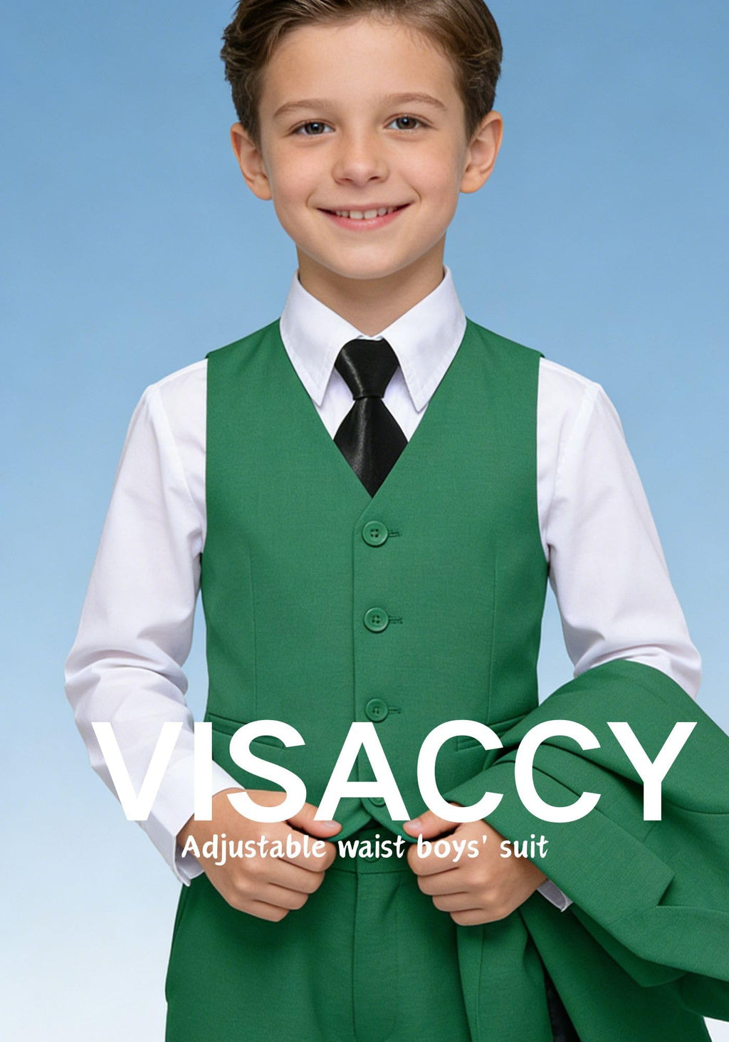 Kids Suit Formal Dress Tuxedo Suits for Boys Christmas Outfit Green Size 5