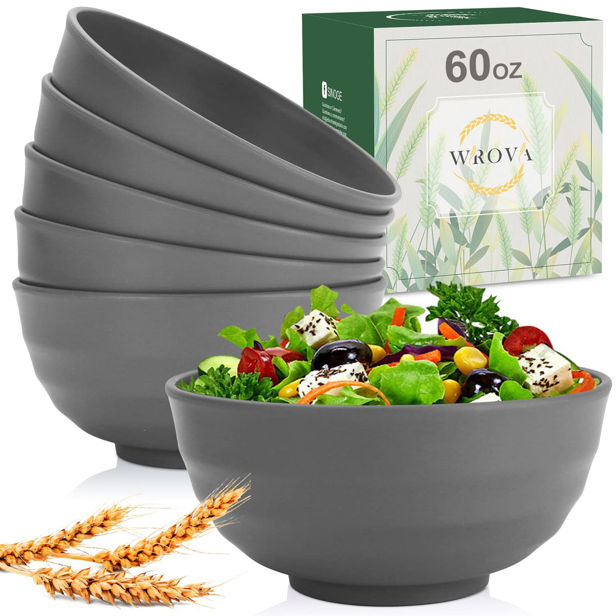 Wrova wheat straw icecream bowls 10oz set of 8 - Unbreakable Dessert Bowls Freezer Safe - Small Bowls for Yogurt,Snack and Fruits. Yellow