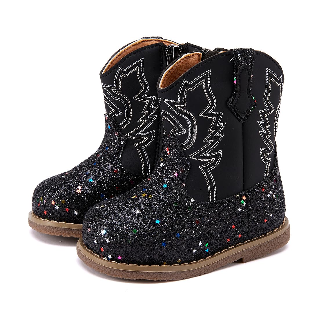 BMCiTYBM Toddler Cowboy Cowgirl Boots Western Shoes Black/Brown 8 Toddler