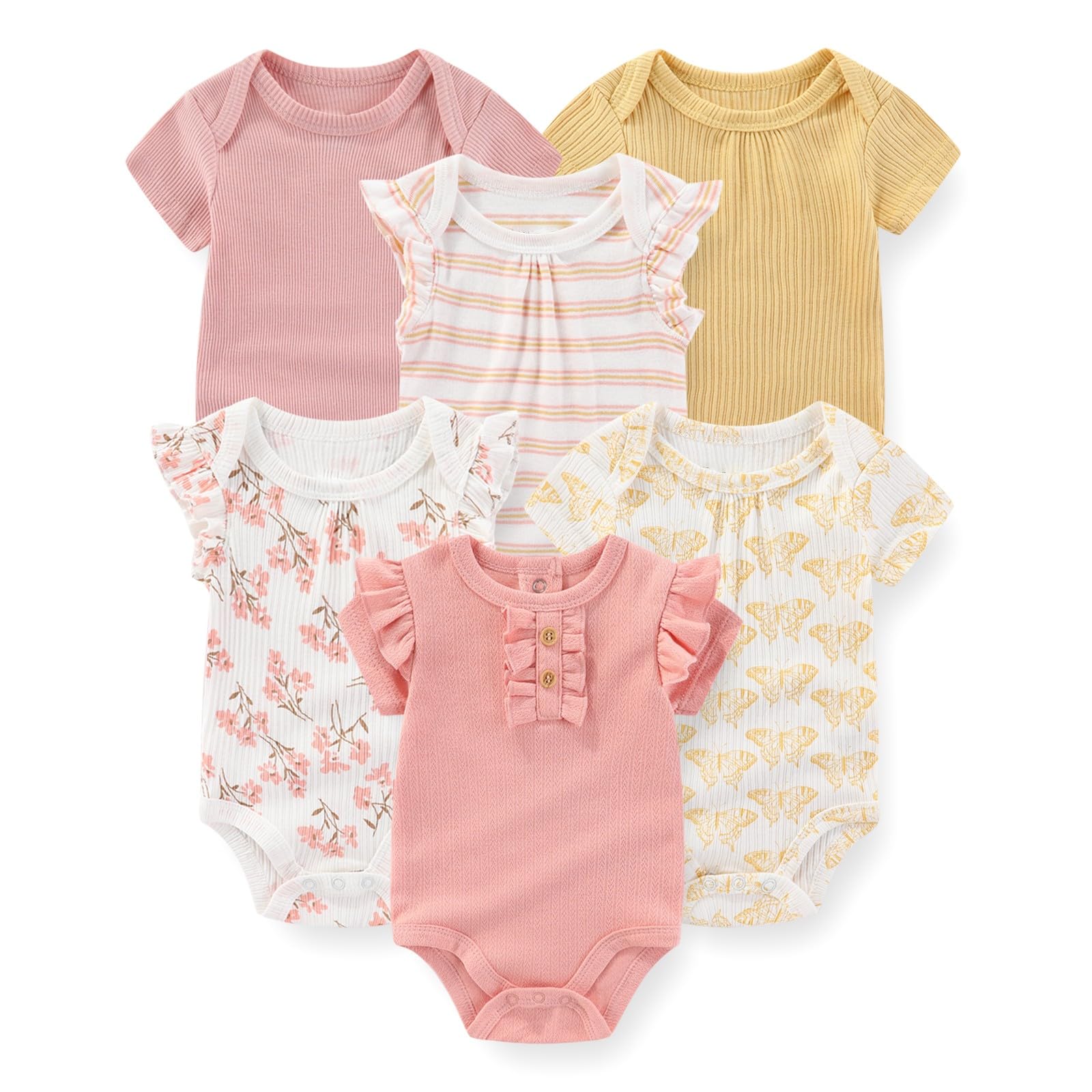 JELYLOVE 6 Pack Short Sleeve Baby Boy Girl Bodysuits New born Clothing