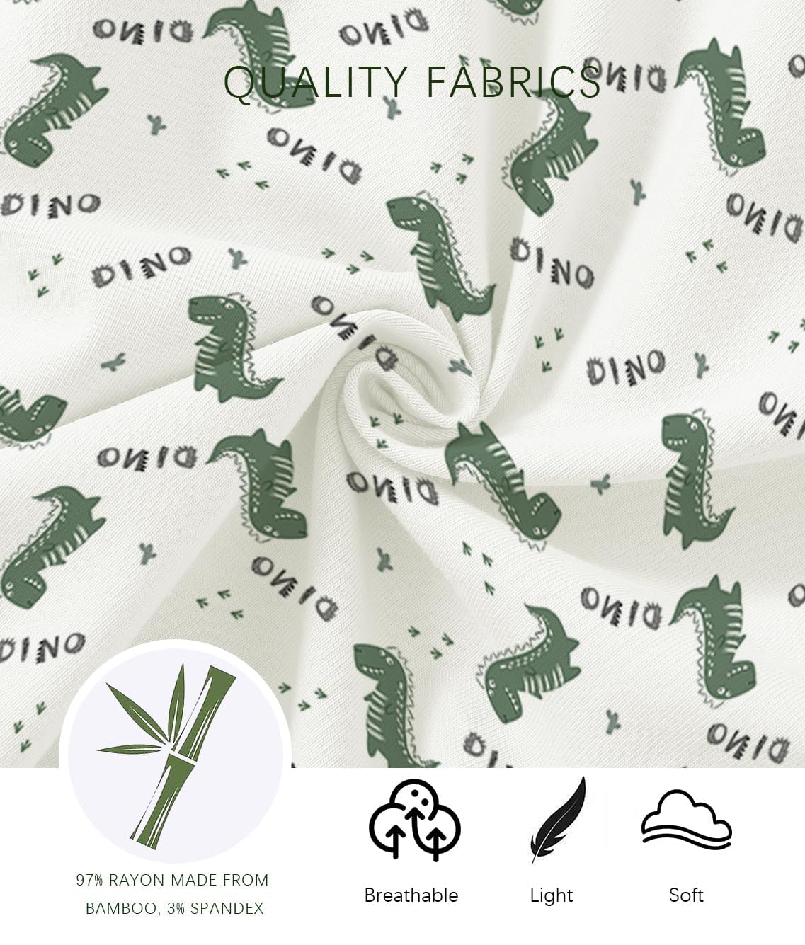 Jimonda Baby Girl Boys Bamboo Rayon Pajamas,Footless Pjs(Dinos&Blue,18-24 M)