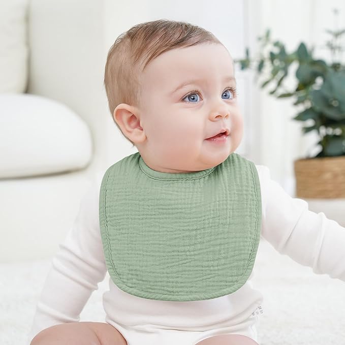 100% Cotton Muslin Baby Bibs 10-Pack Baby Drool Bibs for Unisex Baby Toddlers Infant Newborns Drooling and Teething