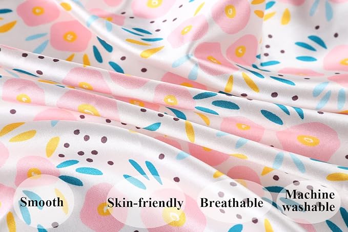 Satin Nursing Pillow Cover Set 2 Pack Ultra Soft Silk Compatible with Boppy Pillow for Breastfeeding Pillow Protect for Baby Hair and Skin Floral & Floral