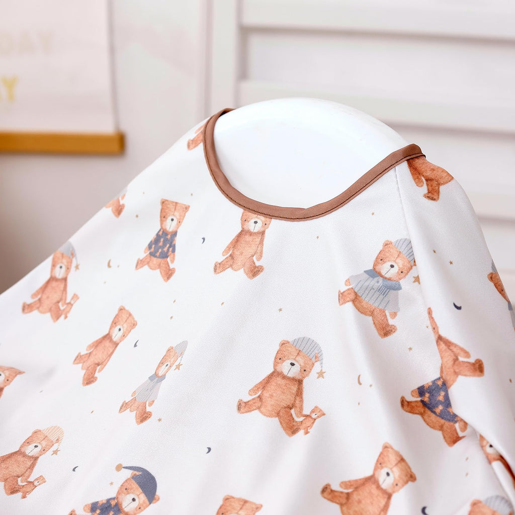 Happy Flute Long Sleeve Baby Bib-Mess Proof Baby Feeding Bibs with Adjustable Design,Long Sleeve Bibs for Babies during Eating or Highchair Use
