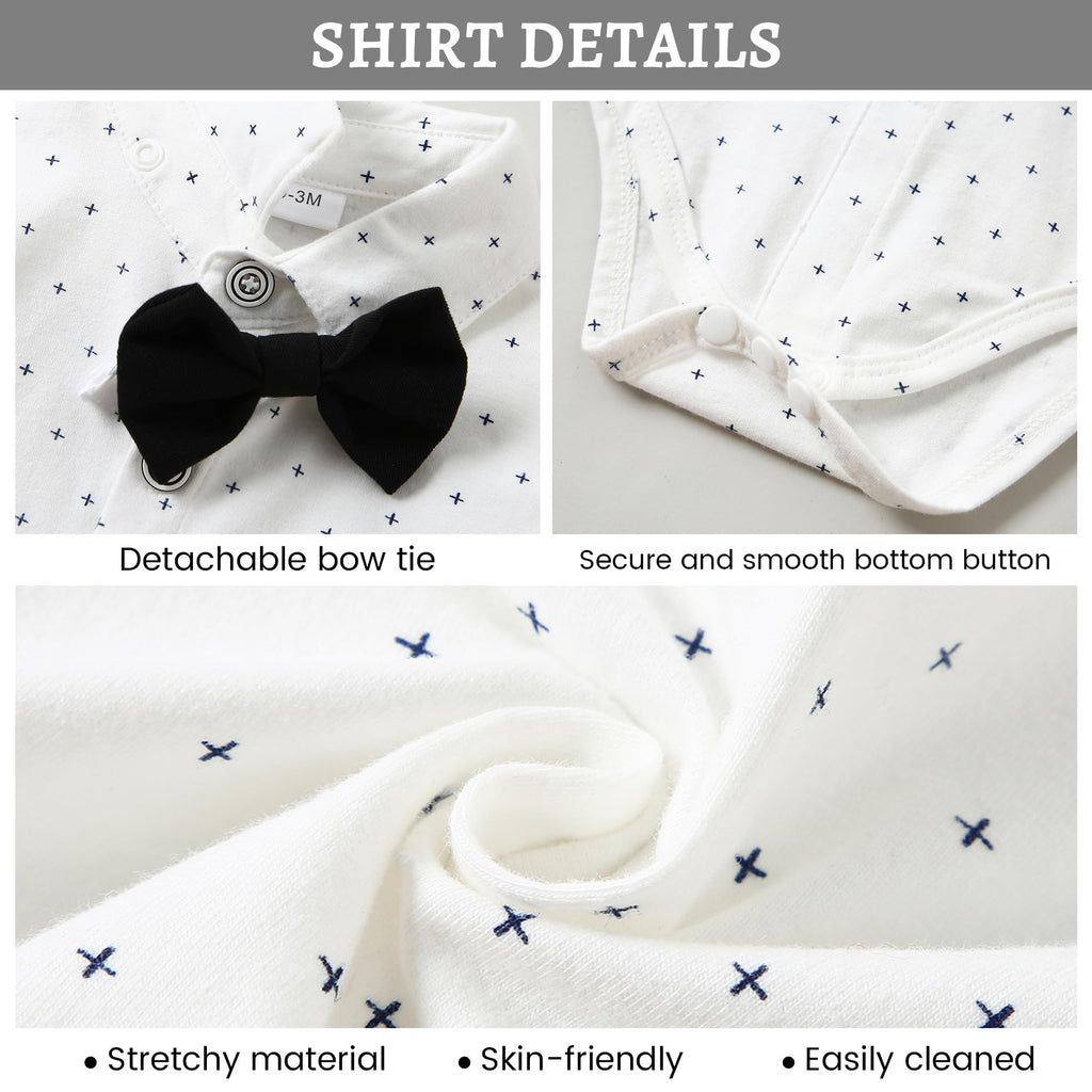 SANMIO Baby Boy Clothes Suits Infant Gentleman Outfit Collared Dress Shirt+Vest+Tie+Corsage+Pants 5Pcs Baby Suit Sets Black