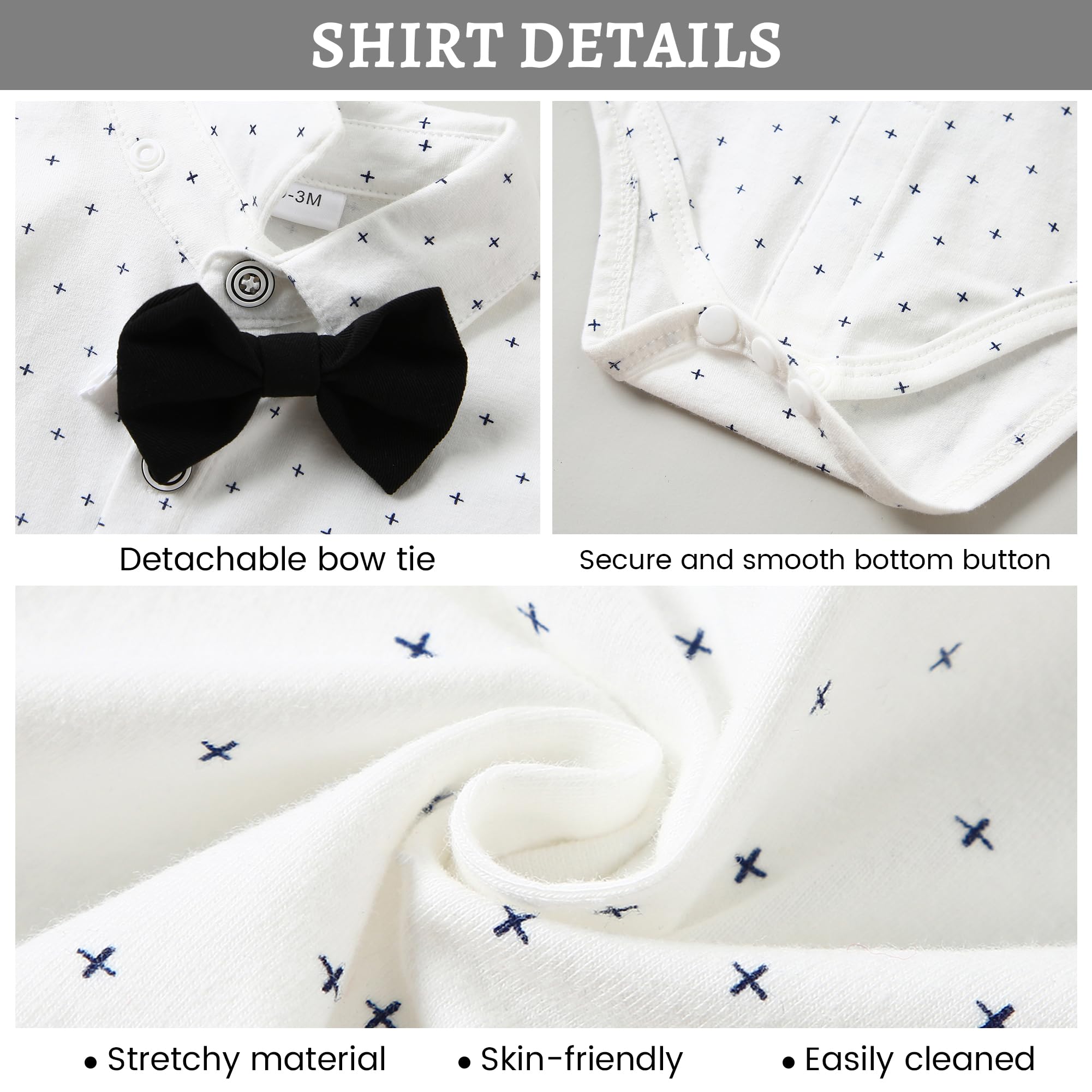 SANMIO Baby Boy Clothes Suits Infant Gentleman Outfit Collared Dress Shirt+Vest+Tie+Corsage+Pants 5Pcs Baby Suit Sets Black