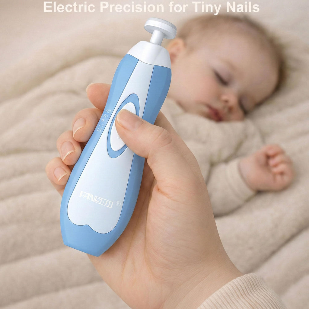 Fansidi Baby Nail Trimmer Electric, Easy & Safe Nail File for Newborn to Toddler, Whisper-Quiet Nighttime Use, Precise 4-Stage Grinding Heads, LED Light, 18-Pcs Kit, Dreamy Sky Blue, Baby Shower Gift