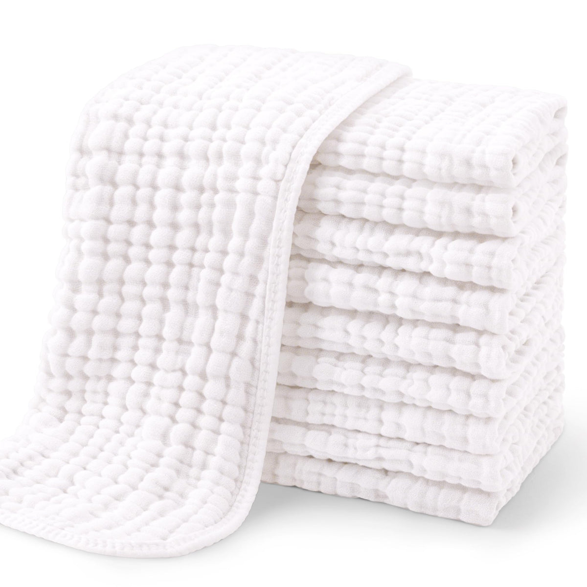 Yoofoss Muslin Burp Cloths for Baby 10 Pack 100% Organic Cotton Baby Washcloths for Boys Girls Large 20''X10'' Super Soft and Absorbent Elephant