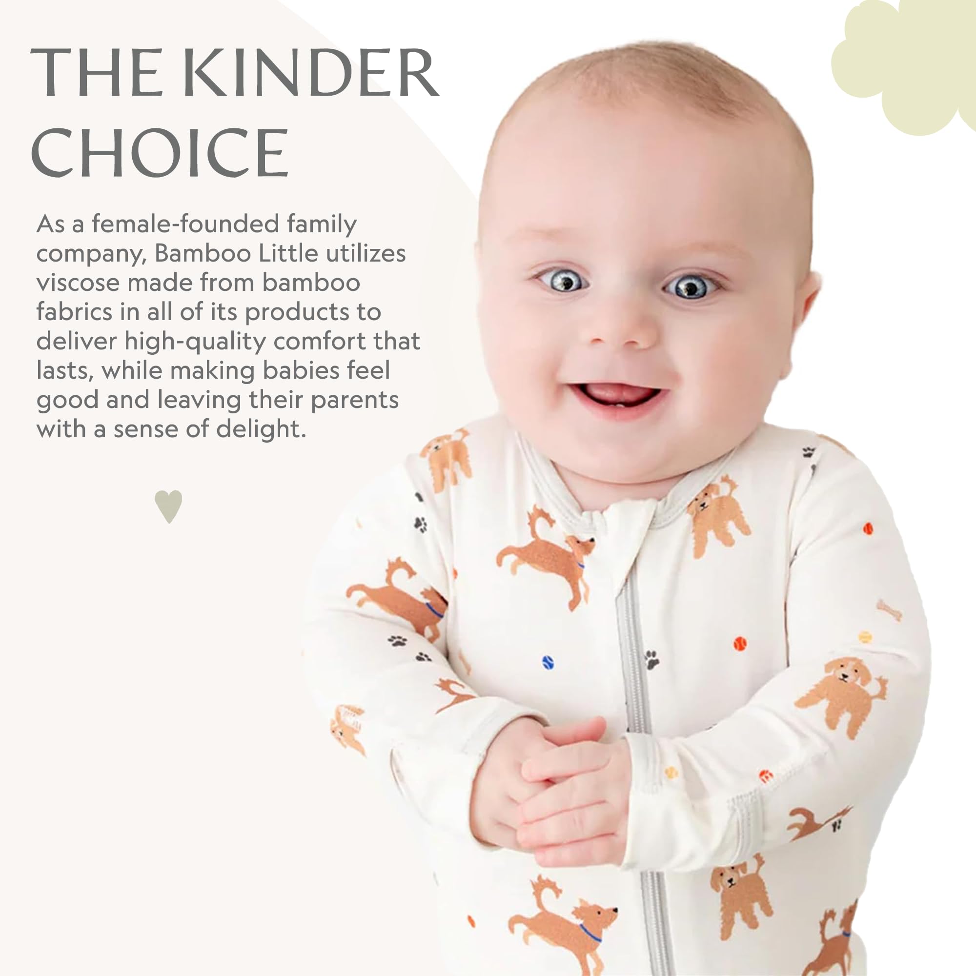 Bamboo Little Soft Baby Footie Pajamas, Dog, 0-3 Months