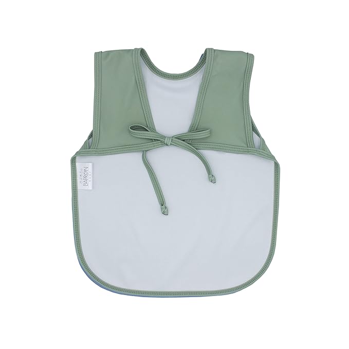 BapronBaby Minimalist Sage Bapron - No Neck Tie Safer Bib for Baby & Toddler - Soft Waterproof Stain Resistant - Machine Washable - Sz Baby/Toddler 6m-3T