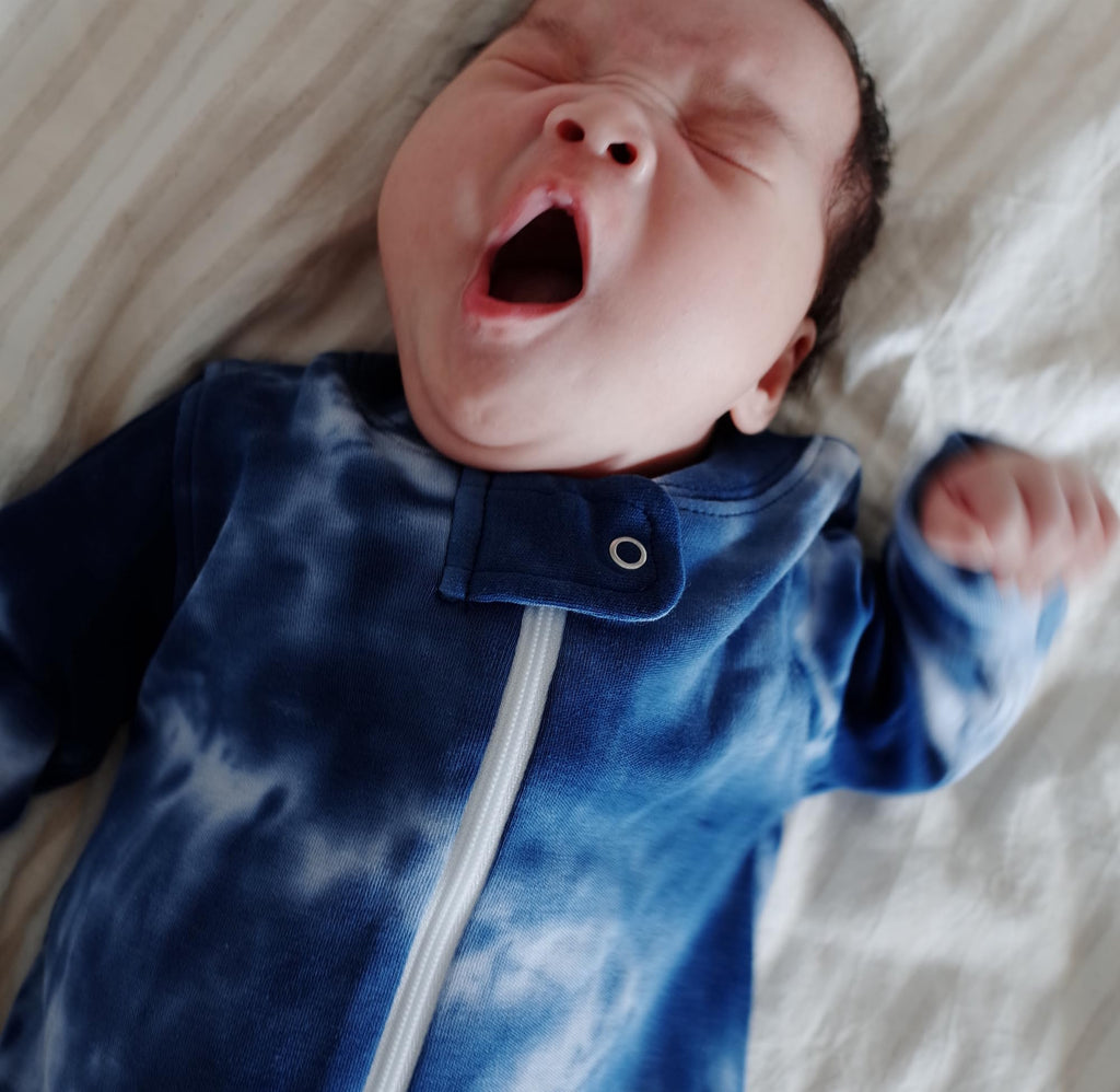 Owlivia Organic Cotton Baby Boy Girl Zip up Sleep N Play, Footless, Long Sleeve(18-24 Months, Tie Dye Dark Navy)