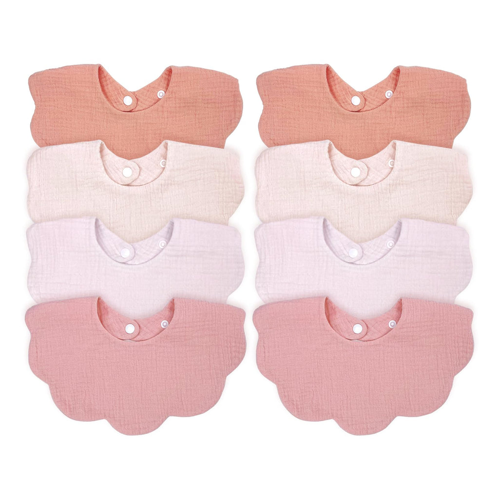 DOSMINE Muslin Baby Bibs 4-Layer Absorbent Drool Bibs 8 Pack