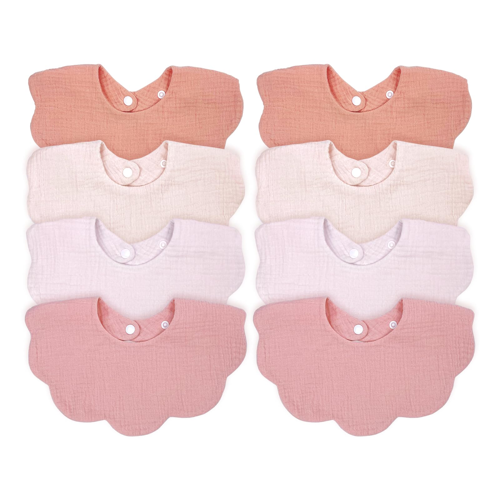 DOSMINE Muslin Baby Bibs 4-Layer Absorbent Drool Bibs 8 Pack
