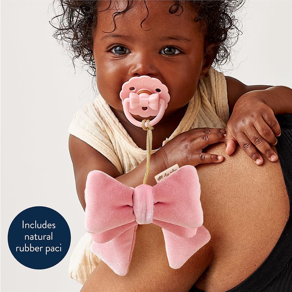 Itzy Ritzy Pacifier & Lovey Set - Natural Rubber Pacifier with Plush Bow