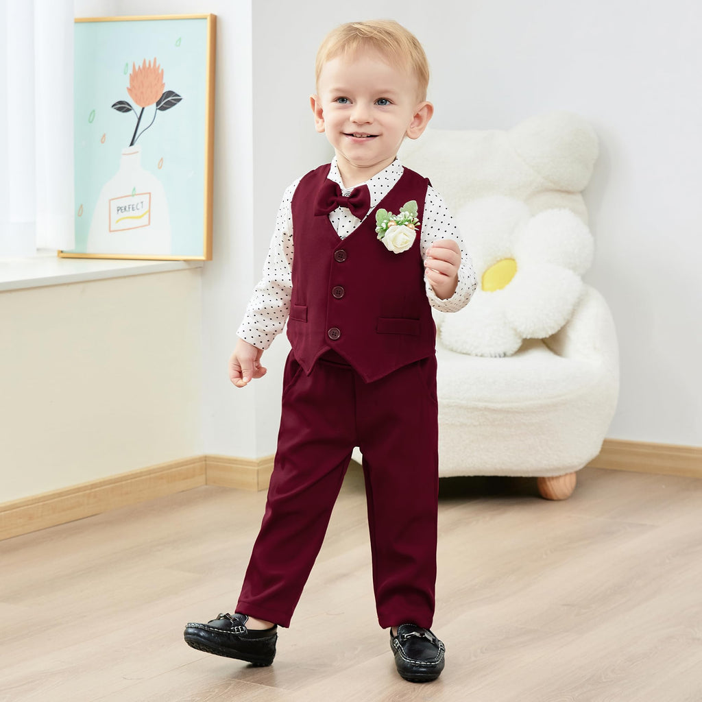 SANMIO Baby Boy Suit Set Infant Gentleman Formal Outfits 0-24M Red