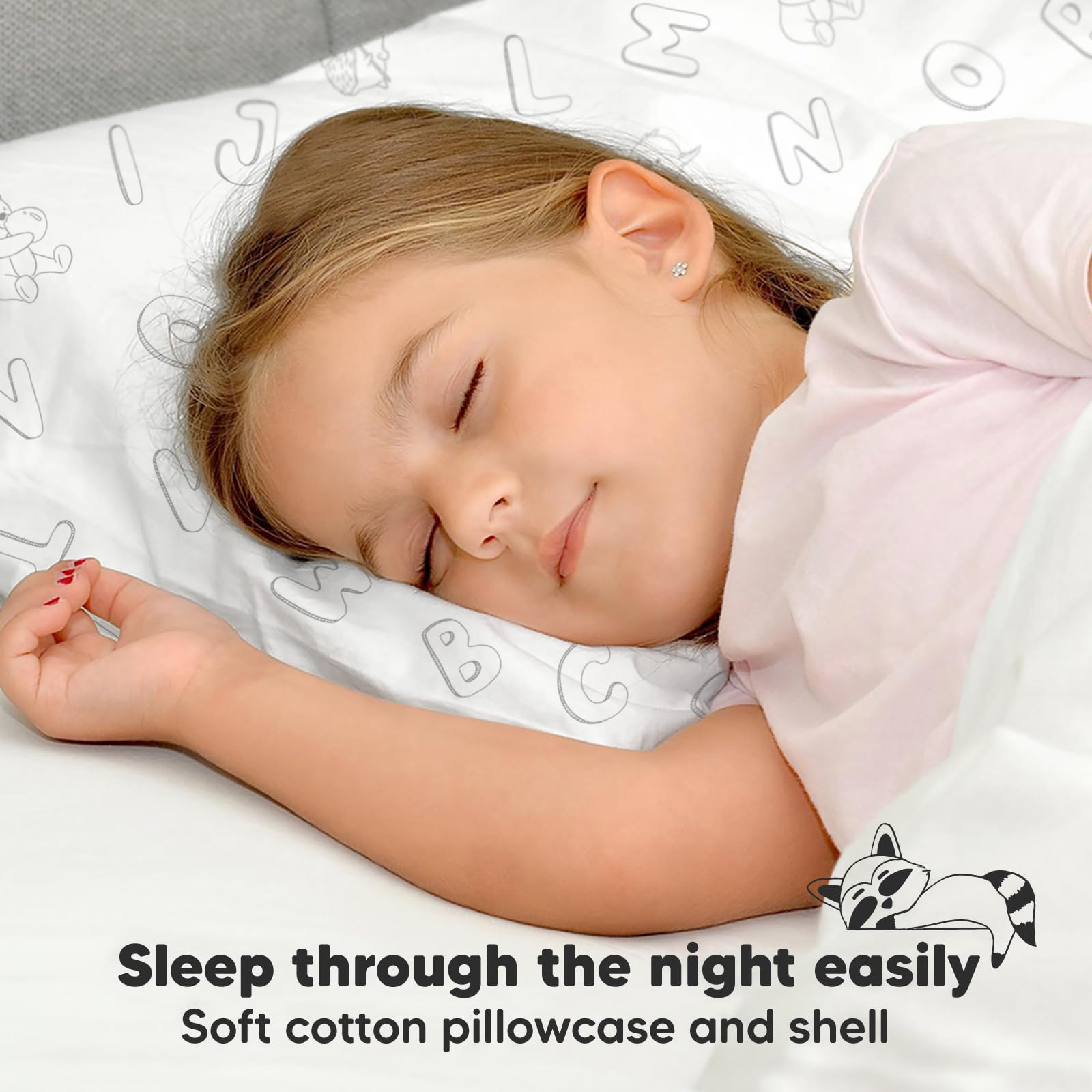Toddler Pillow with Pillowcase, 13x18 My Little Dreamy Pillow (ABC Land)