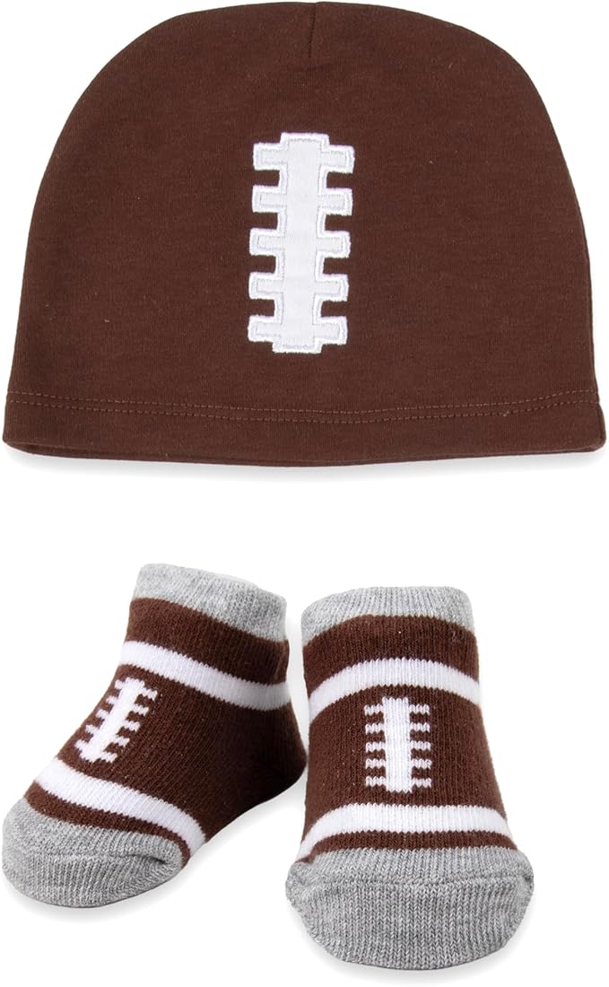 Baby Bib, Booties & Headwear Gift Set – 3 Piece Outfit for Boys & Girls – Halloween, Fall, Thanksgiving, Football & Christmas