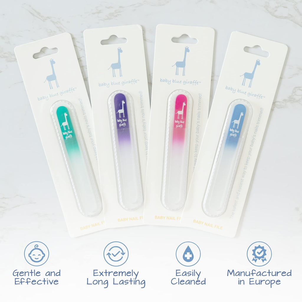 Baby Nail File by baby blue giraffe- Premium European Glass Nail File for Newborns and Babies, Gentle and Effective Alternative to Nail Clippers and Nail Scissors