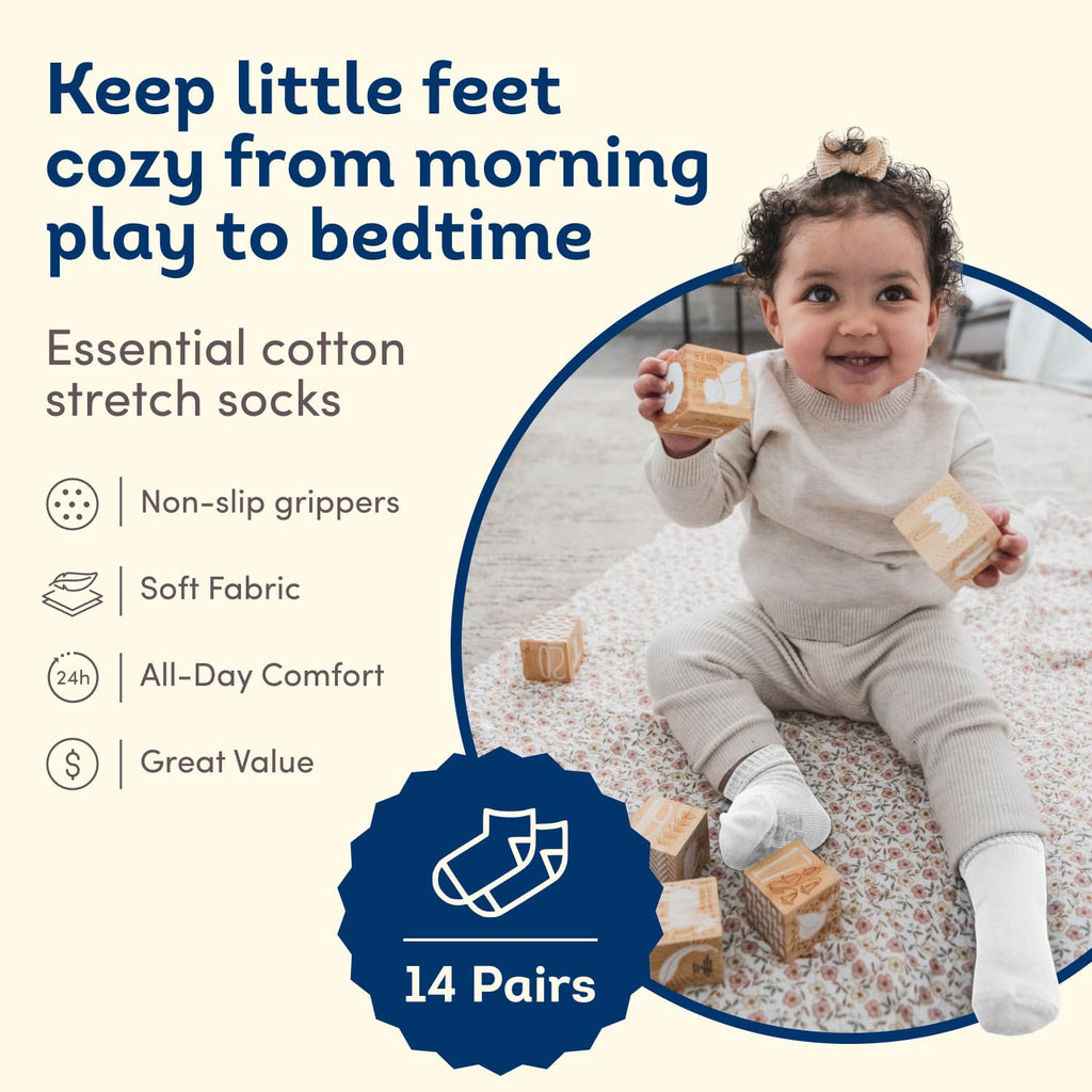 Fruit of the Loom Baby & Toddler Grow & Fit Flex Zones Cotton Stretch Low Cut Socks - Unisex, Girls, Boys (2-4 Years, Blue)