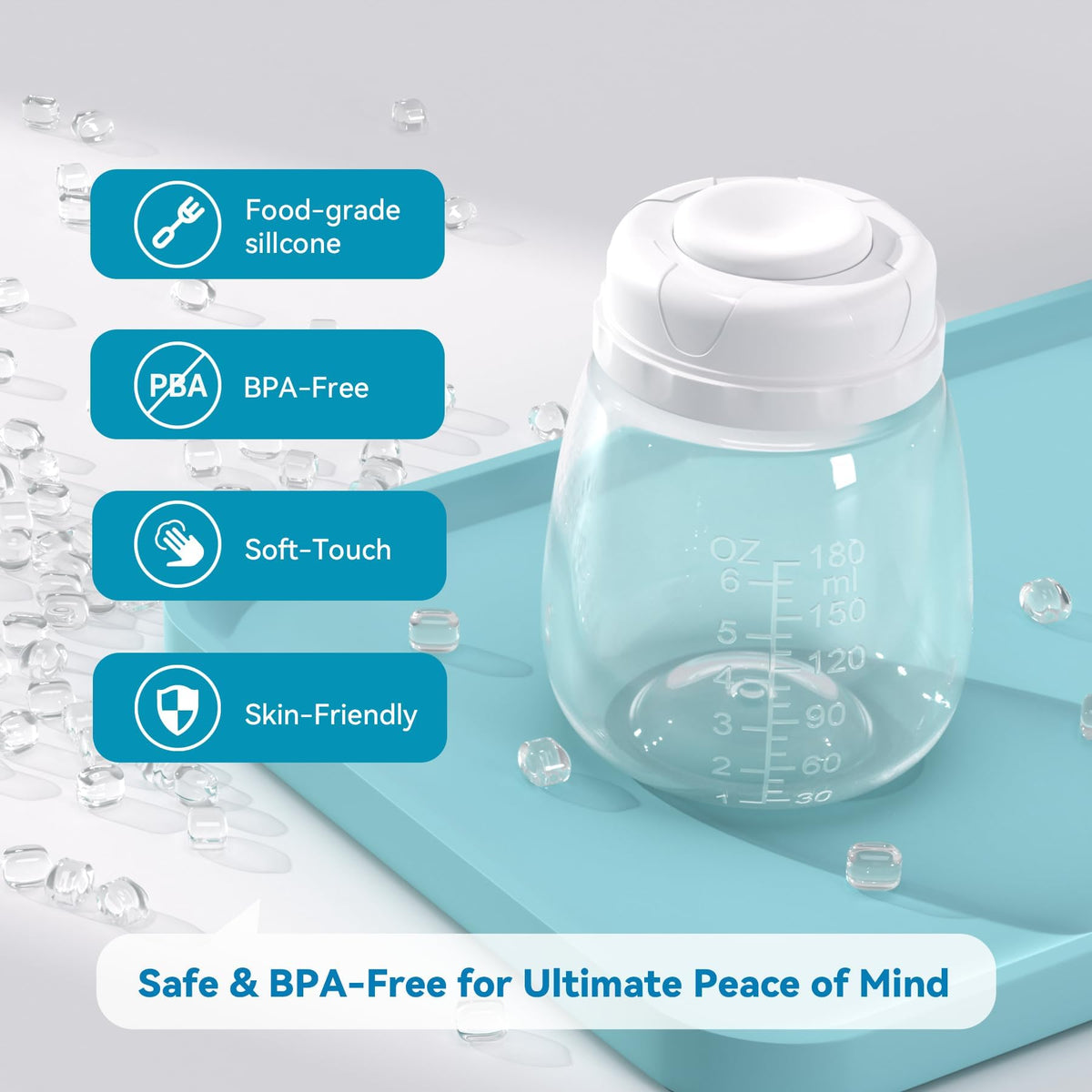 Gotocut Breast Milk Collection and Storage Bottles, 6oz/180ml, Compatible with Spectra S1 S2 9 Plus, Motif Luna, and Most Wide-Mouth Flanges, Work with Spectra Bottles for Pumping, 4 Pack