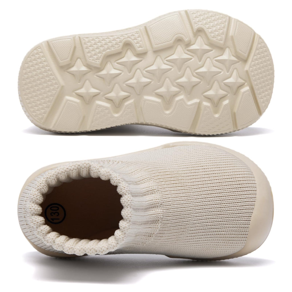 MORENDL Toddler Sock Shoes Baby Walking Shoes Infant Slippers Boys & Girls Non-Slip Sneakers Creamy White