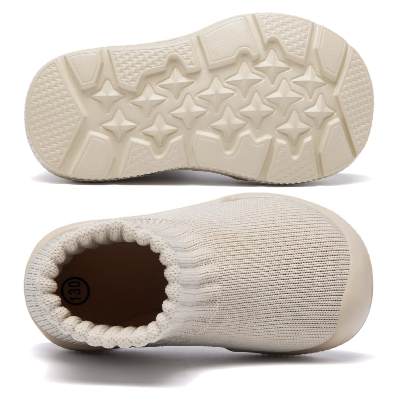 MORENDL Toddler Sock Shoes Baby Walking Shoes Infant Slippers Boys & Girls Non-Slip Sneakers Creamy White