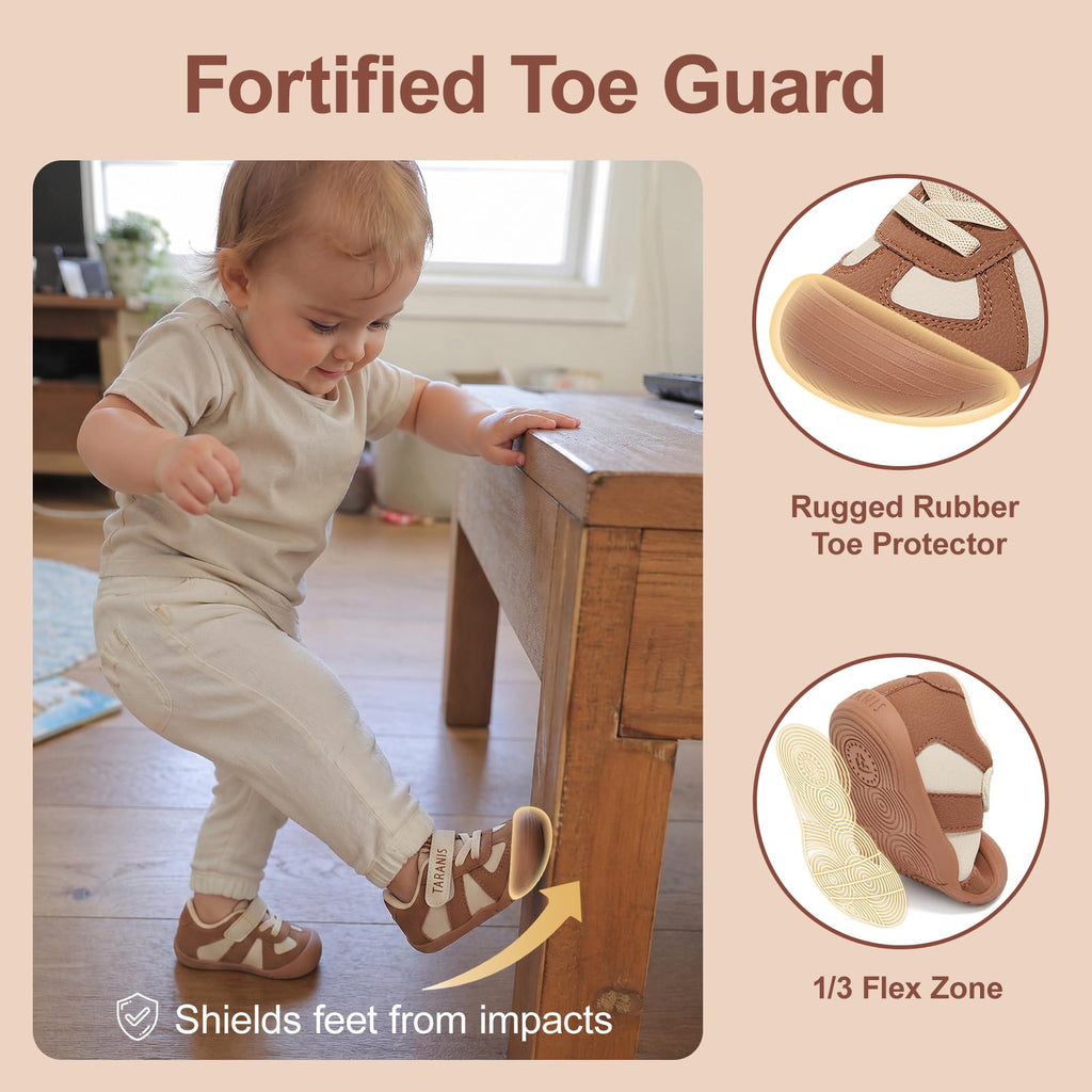 TARANIS Infant/Toddler Shoes Baby Sneaker Boy Girl First Walking Shoes Lightweight Non-Slip Newborn Crib Shoes A Brown16