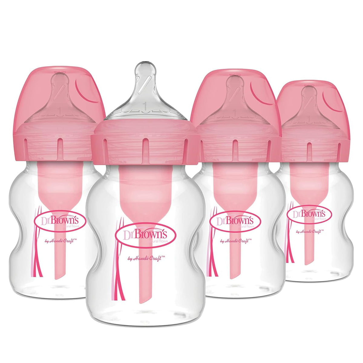 Dr. Brown's Anti-Colic Options+ Wide-Neck Baby Bottles, 5 oz, 4-Pack