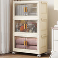 3 Tier - 28QT Stackable Storage Bins with Lids, Storage Cabinet with Wheels